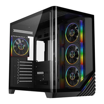 Powercool Venus Case, Black, Mid Tower w/ Tempered Glass Windows, 4x 120mm ARGB PWM Fans, USB 3.0, ATX / mATX / mITX