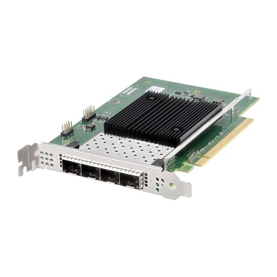Intel 4-port Intel E810-XXVDA4 Network Card, DAC / AOC / SFP28 Compatibility, PCIe 4.0 x16, 4 x 10 / 25 GbE SFP28