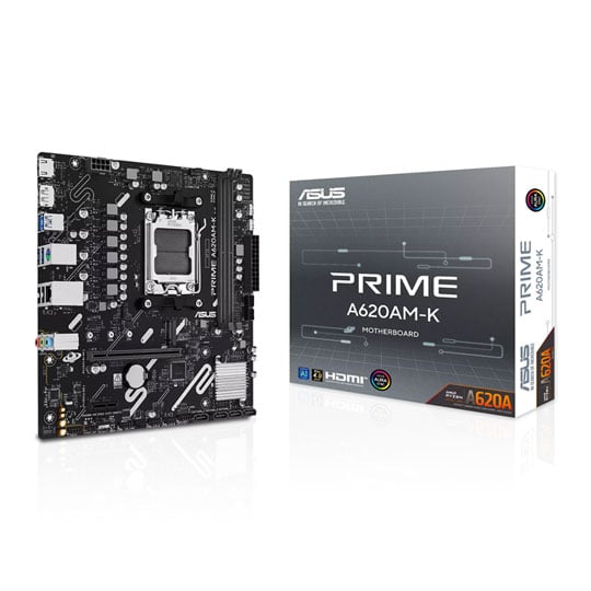 ASUS PRIME A620AM-K, AMD A620A, S AM5, DDR5, SATA3, PCIe 4.0, M.2, GbE, USB 3.2 Gen1, mATX
