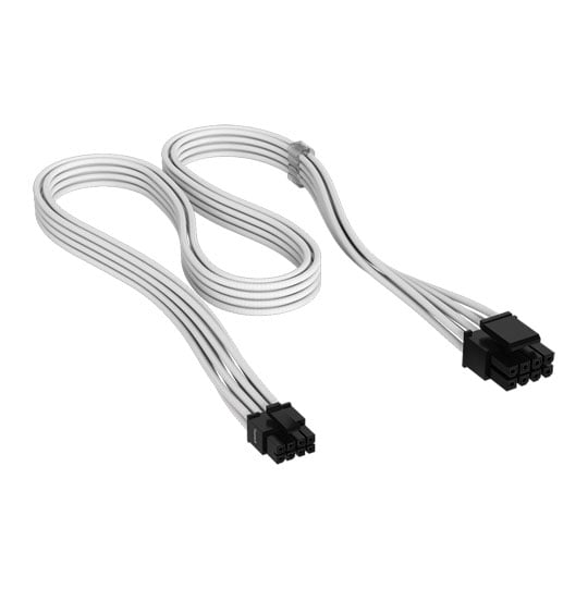 Corsair Elite Premium PSU Cable, EPS12V / ATX12V, Type-5, Individually Sleeved, Mesh Paracord, White, Twin Pack