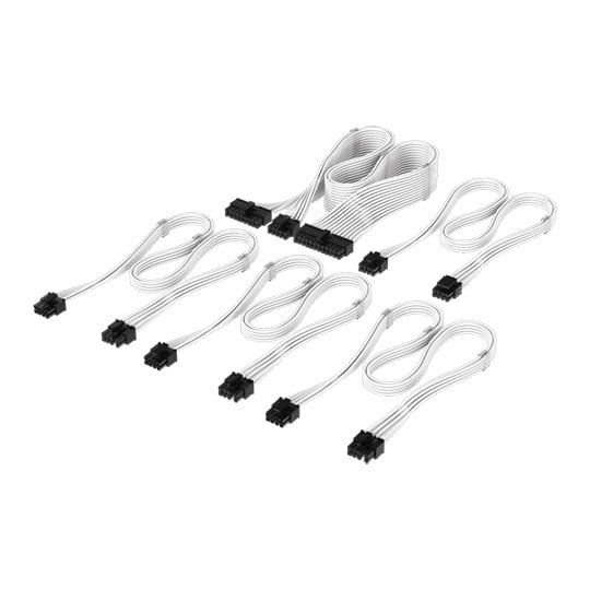 Corsair Elite Premium PSU Cable Starter Kit, 5x PSU Cables, Type-4, Individually Sleeved, Mesh Paracord, White