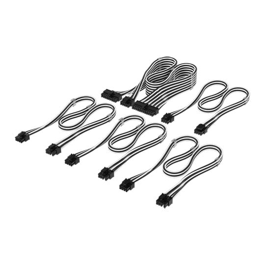 Corsair Elite Premium PSU Cable Starter Kit, 5x PSU Cables, Type-4, Individually Sleeved, Mesh Paracord, Black / White