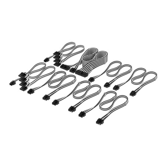 Corsair Elite Premium PSU Cable Pro Kit, 8x PSU Cables, Type-4, Individually Sleeved, Mesh Paracord, Black / White