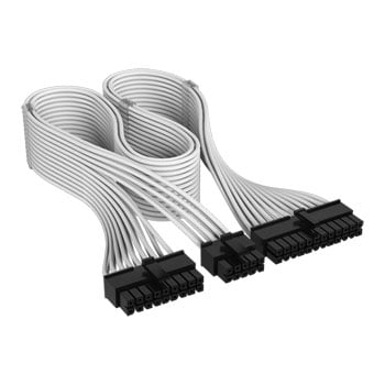 Corsair Elite Premium PSU Cable, ATX 24-pin, Type-4, Individually Sleeved, Mesh Paracord, White