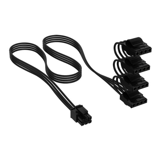Corsair Elite Premium PSU Cable, 4x Molex Power, Type-4, Individually Sleeved, Mesh Paracord, Black