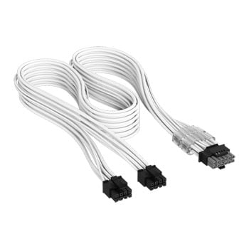 Corsair Elite Premium PSU Cable, 8-pin to 12V-2x6 600W, Type-5, Two-Tone Connector, Individually Sleeved, White