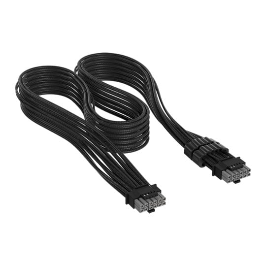 Corsair Elite Premium PSU Universal PCIe Cable, 12V-2x6 600W, Two-Tone Connector, Individually Sleeved, Black