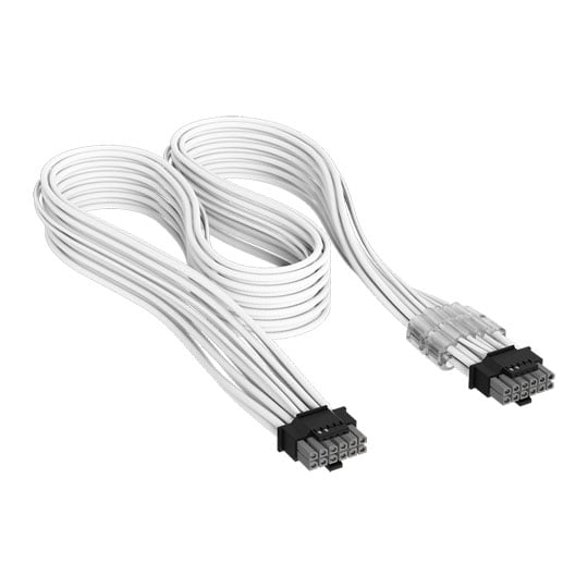 Corsair Elite Premium PSU Universal PCIe Cable, 12V-2x6 600W, Two-Tone Connector, Individually Sleeved, White