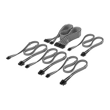 Corsair Elite Premium PSU Cable Starter Kit, 5x PSU Cables, Type-5, Individually Sleeved, Mesh Paracord, Black / White