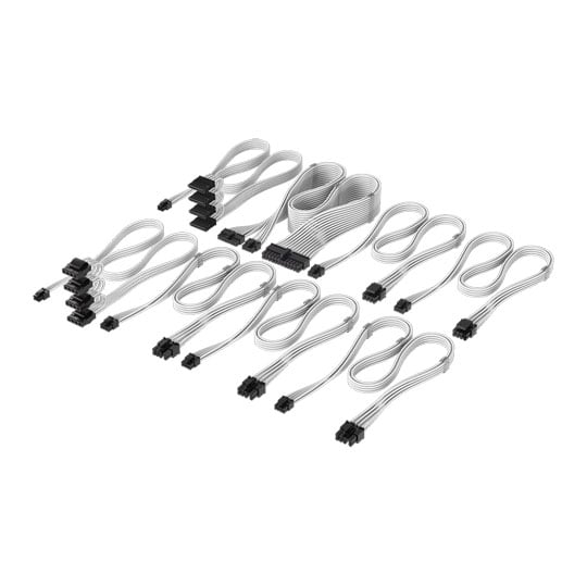 Corsair Elite Premium PSU Cable Pro Kit, 8x PSU Cables, Type-5, Individually Sleeved, Mesh Paracord, White
