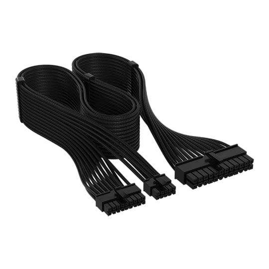 Corsair Elite Premium PSU Cable, ATX 24-pin, Type-5, Individually Sleeved, Mesh Paracord, Black