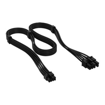 Corsair Elite Premium PSU Cable, 8-pin to 6+2 Split, Type-5, Individually Sleeved, Mesh Paracord, Black, Twin Pack