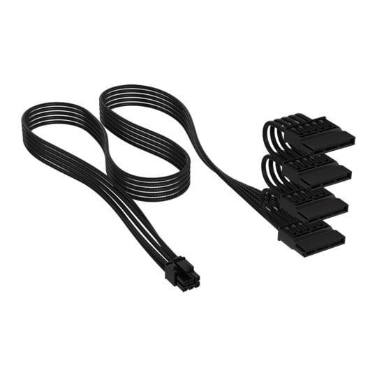 Corsair Elite Premium PSU Cable, 4x SATA Power, Type-5, Individually Sleeved, Mesh Paracord, Black