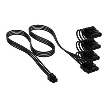 Corsair Elite Premium PSU Cable, 4x Molex Power, Type-5, Individually Sleeved, Mesh Paracord, Black