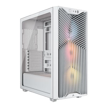 Corsair 3200D RS ARGB Chassis, White, Mid Tower, 3 x RS120 Fans, USB-C / 3.5mm, ATX / mATX / mITX