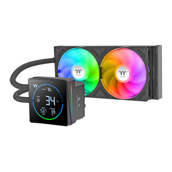 ThermalTake TH240-S V3 ARGB AIO Hydro CPU Cooler, Black, 2 x 120mm ARGB Fans, LCD Segment Display, Intel / AMD