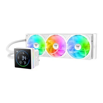 ThermalTake TH360-S V3 ARGB AIO Hydro CPU Cooler, White, 3 x 120mm ARGB Fans, LCD Segment Display, Intel / AMD