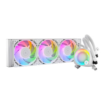 EK EK-Nucleus CR360 Lux D-RGB AIO Hydro CPU Cooler, White, 3 x 120mm Fans, Rotatable Cap, Intel / AMD