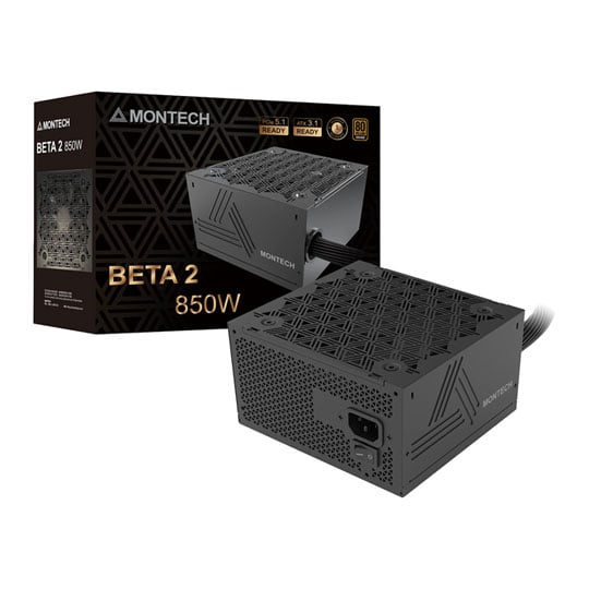 Montech 850W Montech BETA 2, Fully Wired, 80PLUS Bronze, PCIe 5.1, Single Rail, 70.8A, 120mm HDB Fan, ATX 3.1 PSU
