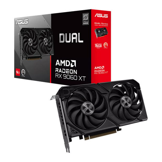 ASUS Radeon RX 9060 XT DUAL 16GB GDDR6 Graphics Card, RDNA 4, 2048 Streams, 3230 Mhz Boost