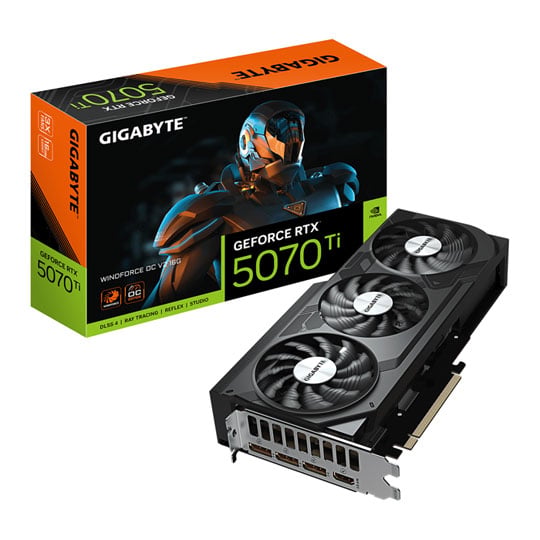 Gigabyte NVIDIA GeForce RTX 5070 Ti WINDFORCE OC V2 16GB GDDR7 Graphics Card, DLSS 4, 8960 Cores, 2497 MHz Boost