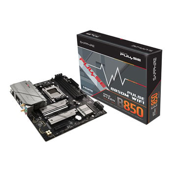 Sapphire PULSE B850M WIFI, AMD B850, AM5, DDR5, PCIe 4.0, 2x M.2, 2.5GbE / Wi-Fi 6, USB 3.2 Gen1, mATX