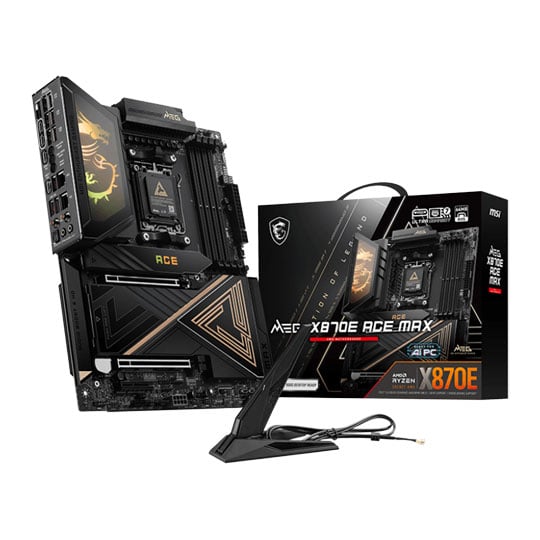 MSI MEG X870E ACE MAX, AMD X870E, AM5, DDR5, PCIe 5.0, 5x M.2, 5G/10G/WiFi7, USB3.2 Gen2x2, AMD EXPO, ATX