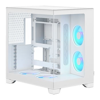 Fractal Design Fractal Pop 2 Vision RGB Chassis, White, Dual Chamber, Mid Tower, 4 x 120mm RGB Fans, USB / 3.5mm, EATX