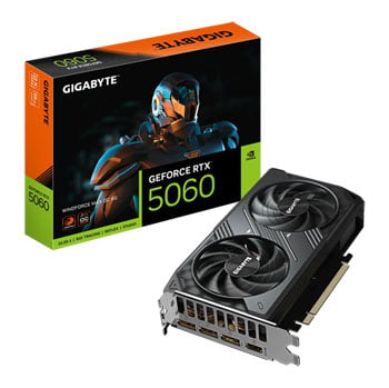 Gigabyte NVIDIA GeForce RTX 5060 WINDFORCE MAX OC 8GB GDDR7 Graphics Card, DLSS 4, 3840 Cores, 2512 MHz Clock
