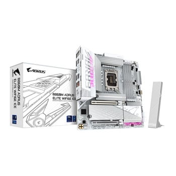 Gigabyte B860M AORUS ELITE WIFI6E ICE, Intel B860, LGA1851, DDR5, PCIe 5.0, 3x M.2, 2.5GbE, Wi-Fi 6E, USB 4.0, mATX