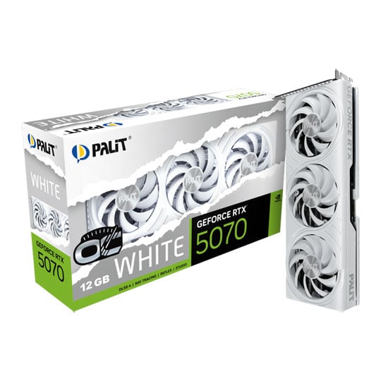 Palit NVIDIA GeForce RTX 5070 White OC 12GB GDDR7 Ray-Tracing Graphics Card, DLSS 4, 6144 Core, 2527 MHz Boost