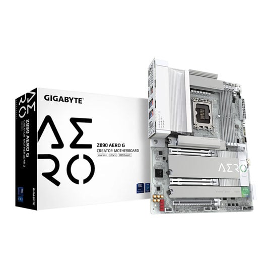 Gigabyte Z890 AERO G Motherboard, Intel Z890, LGA1851, DDR5, PCIe 5.0, 5x M.2, 2x 2.5GbE, Wi-Fi 7, USB 4.0, ATX
