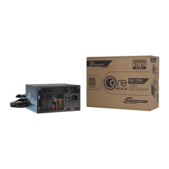Seasonic 750W SeaSonic Core BC-750 PSU, Black, Fully Wired, 80 PLUS Bronze, Single Rail, 62A, 120mm Fan, ATX 3.1