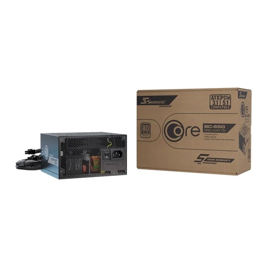 Seasonic 650W SeaSonic Core BC-650 PSU, Black, Fully Wired, 80 PLUS Bronze, Single Rail, 54A, 120mm Fan, ATX 3.1