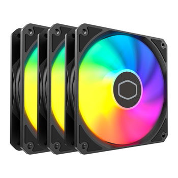 Cooler Master 120mm Cooler Master MF120 Lite ARGB, Triple Pack, Black, 9 Blade, 1750RPM, 70.5CFM, Sleeve Bearing, 4-pin PWM