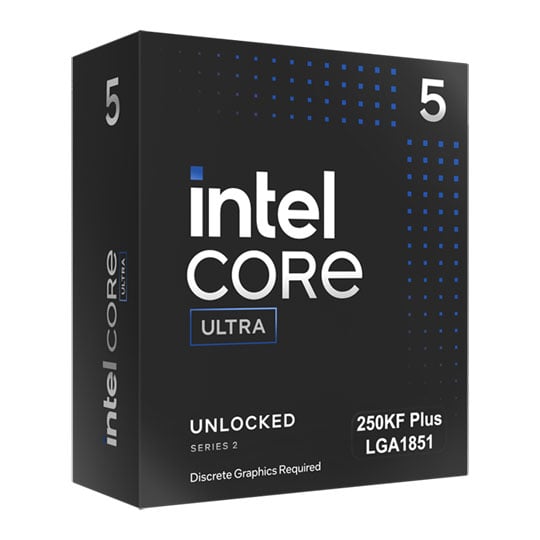 Intel Core Ultra 5 250KF Plus, S1851, Core Ultra Series 2, 18 Cores, 18 Threads, 5.3 GHz Turbo, 30MB Cache, 125W, Retail