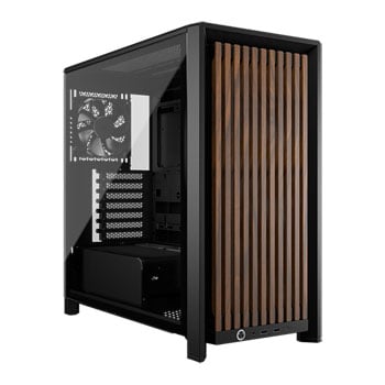 Corsair FRAME 4000D Wood RS Chassis, Black, Mid Tower, 3 x RS120 PWM Fans, USB-C / 3.5mm, E-ATX / ATX / mATX /