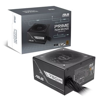 ASUS 750W ASUS Prime Bronze, Black, Wired, 80 PLUS Bronze, Single Rail, 62.5A, 135mm Dual Ball Bearing Fan, ATX