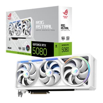 ASUS ROG ASTRAL NVIDIA GeForce RTX 5080 WHITE 16GB GDDR7 Graphics Card, DLSS 4, 10752 Core, 2640 MHz Boost