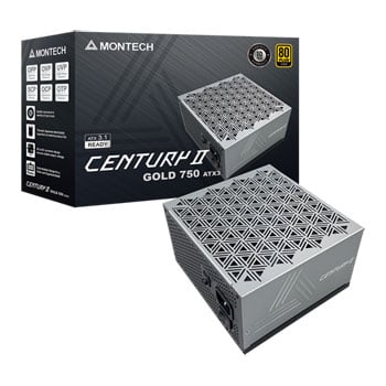 Montech 750W Montech Century II Gold PSU, Silver, Fully Modular PCIE 5.1 80PLUS Gold, Single Rail, 62.5A, 135mm FDB Fan, ATX3.1