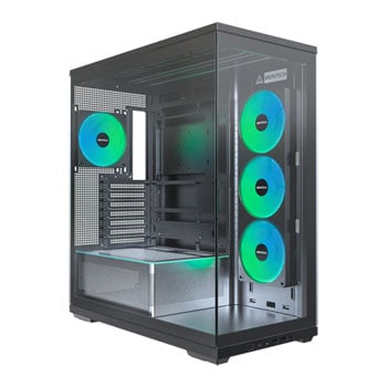 Montech TG3 Chassis, Black, Mid Tower, 360mm + 120mm RGB Fans, USB 3.2 / 3.5mm, Back-Connect, ATX / mATX