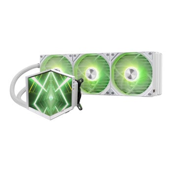 TRYX STAGE 360 ARGB AIO Hydro CPU Cooler, White, Dual 4" Screens, 3x 120mm Rota SL ARGB Fans, Intel / AMD