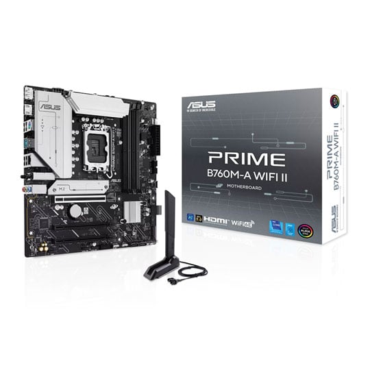 ASUS PRIME B760M-A WIFI II, Intel B760, LGA1700, DDR5, PCIe 5.0, 2x M.2, 2.5 GbE, WiFi6E, USB 3.2, mATX