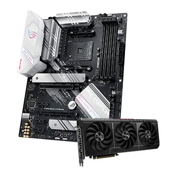 ASUS Radeon RX 9070 XT Prime OC 16G Graphics Card with ASUS ROG STRIX B550-A Gaming ATX Motherboard Hardware Bundle