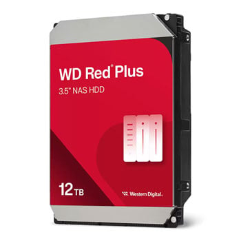 WD 12TB WD Red Plus WD120EFGX Hard Disk Drive, 3.5", SATA III (6Gb/s), CMR, 7200RPM, 512MB Cache, OEM