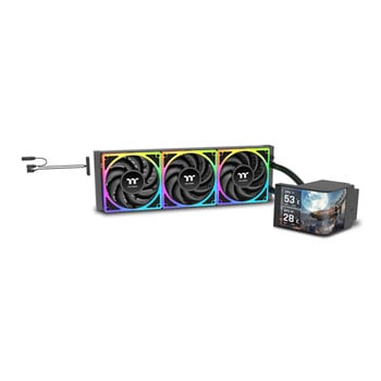 ThermalTake MAGCurve 360 Ultra ARGB AIO CPU Cooler, Black, 3 x 120mm ARGB Fans, 6.67" AMOLED Screen, Intel / AMD
