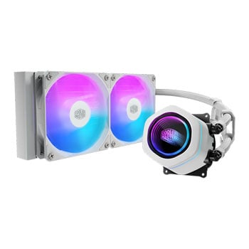 Cooler Master MasterLiquid Core Nex 240 AIO Hydro CPU Cooler, White, 2 x 120mm ARGB Fans, Infinity Mirror, Intel / AMD