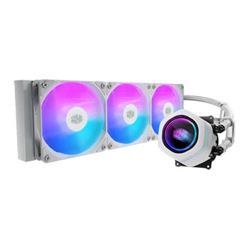 Cooler Master MasterLiquid Core Nex 360 AIO Hydro CPU Cooler, White, 3 x 120mm ARGB Fans, Infinity Mirror, Intel / AMD