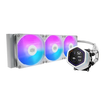 Cooler Master MasterLiquid Core Nex Digital 360 AIO CPU Cooler, White, 3 x 120mm ARGB Fans, LED Display, Intel / AMD