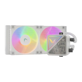 Valkyrie V240 Lite ARGB LCD AIO Hydro CPU Cooler, White, 2 x 120mm B12 fans, 3.5" IPS LCD, Intel / AMD